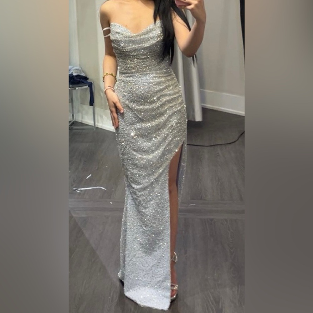 Elegant Silver Evening Dress